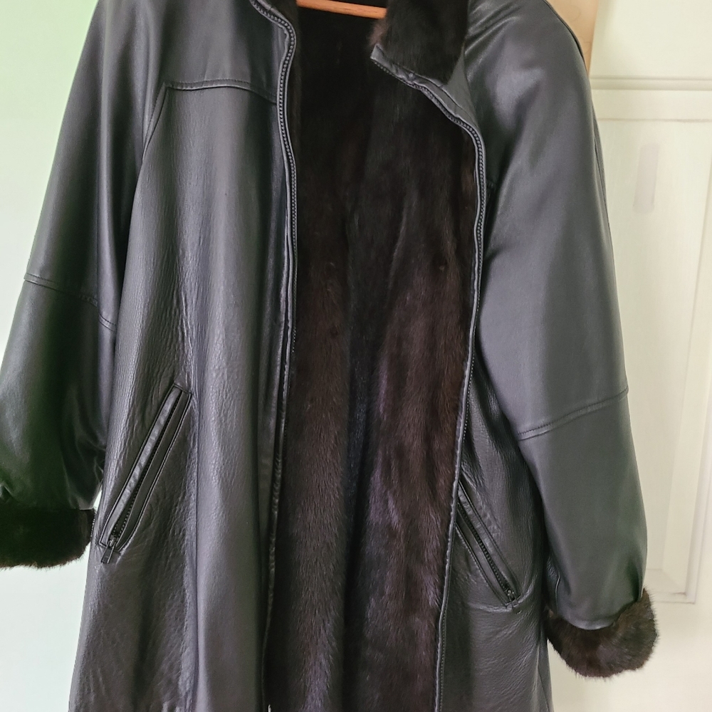 REVERSIBLE MINK N LEATHER SWING JACKET
